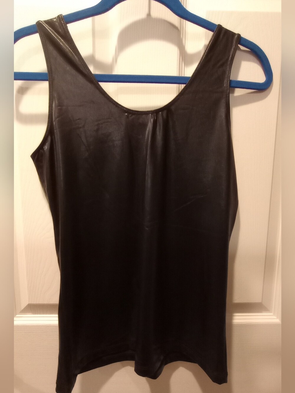 Poof! Black Sleeveless Shiny Tank Top